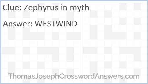 Zephyrus in myth Answer